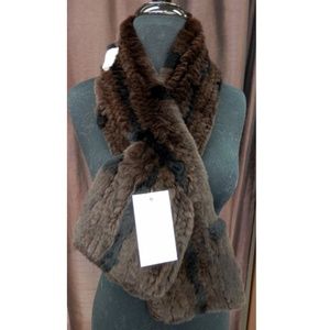 Women's Brown Faux Fur Knit Scarf Wrap - Cozy Fashion Accessory